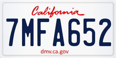 CA license plate 7MFA652
