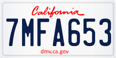 CA license plate 7MFA653