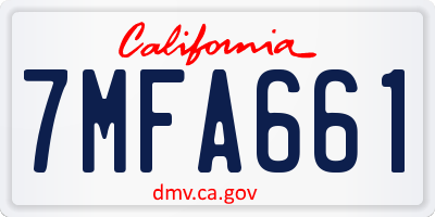 CA license plate 7MFA661