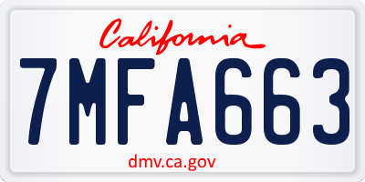 CA license plate 7MFA663
