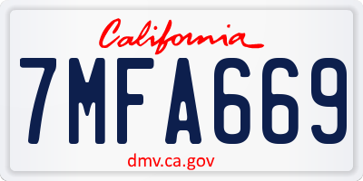 CA license plate 7MFA669