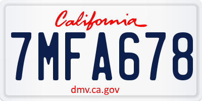 CA license plate 7MFA678