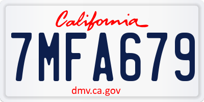 CA license plate 7MFA679