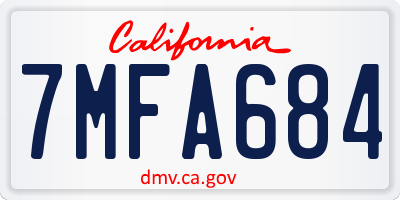 CA license plate 7MFA684