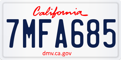 CA license plate 7MFA685