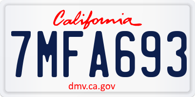 CA license plate 7MFA693