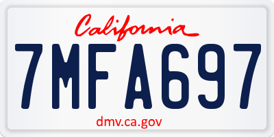 CA license plate 7MFA697