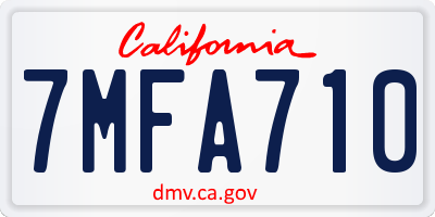 CA license plate 7MFA710