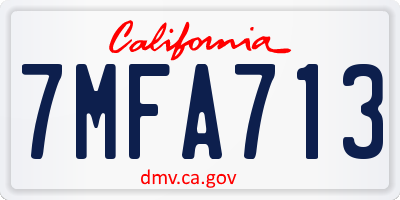 CA license plate 7MFA713