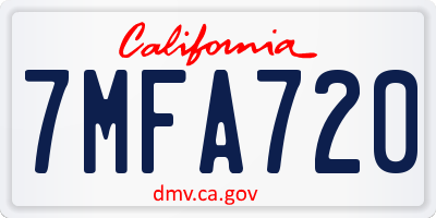 CA license plate 7MFA720