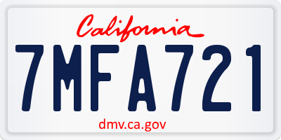 CA license plate 7MFA721