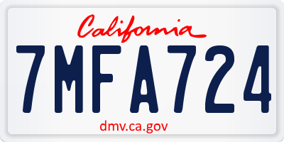 CA license plate 7MFA724