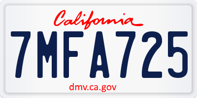 CA license plate 7MFA725