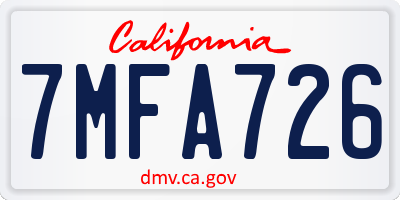 CA license plate 7MFA726