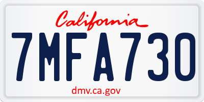 CA license plate 7MFA730