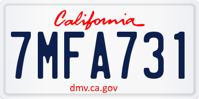 CA license plate 7MFA731