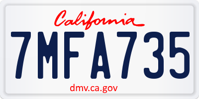 CA license plate 7MFA735