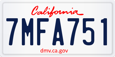 CA license plate 7MFA751