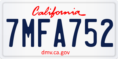 CA license plate 7MFA752
