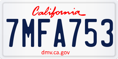 CA license plate 7MFA753
