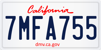 CA license plate 7MFA755