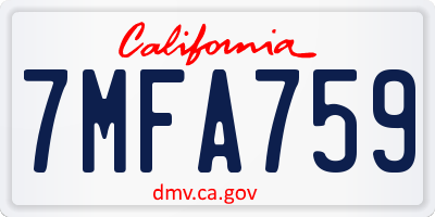 CA license plate 7MFA759