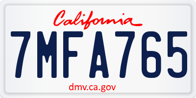 CA license plate 7MFA765