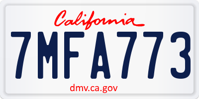 CA license plate 7MFA773