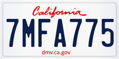CA license plate 7MFA775