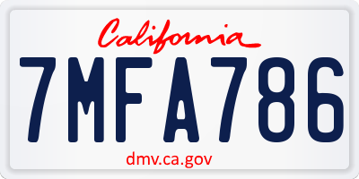 CA license plate 7MFA786
