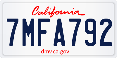 CA license plate 7MFA792