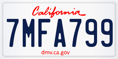 CA license plate 7MFA799