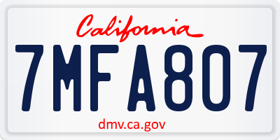 CA license plate 7MFA807