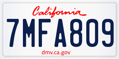 CA license plate 7MFA809