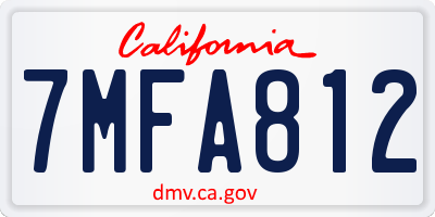 CA license plate 7MFA812