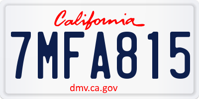 CA license plate 7MFA815