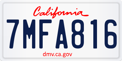 CA license plate 7MFA816