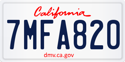 CA license plate 7MFA820