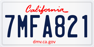 CA license plate 7MFA821
