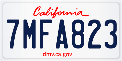 CA license plate 7MFA823