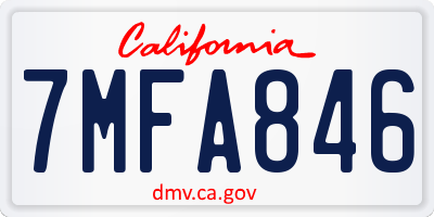 CA license plate 7MFA846