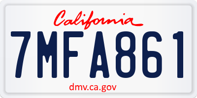 CA license plate 7MFA861