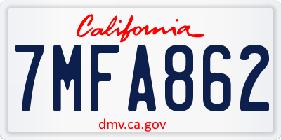 CA license plate 7MFA862