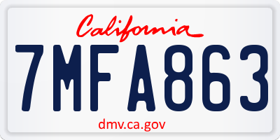 CA license plate 7MFA863