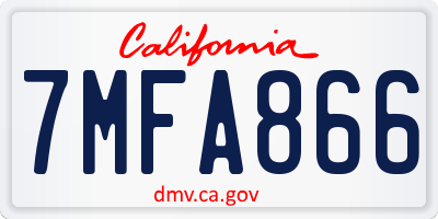 CA license plate 7MFA866