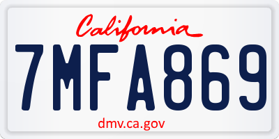 CA license plate 7MFA869