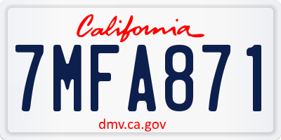 CA license plate 7MFA871