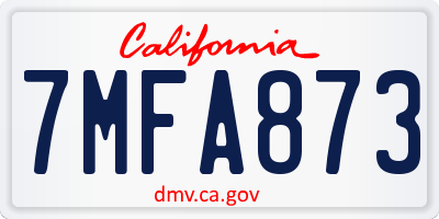 CA license plate 7MFA873
