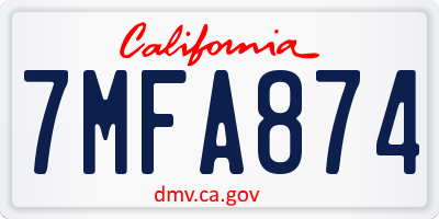 CA license plate 7MFA874