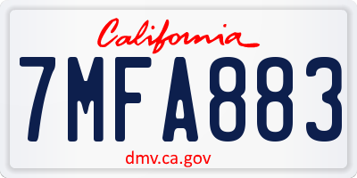 CA license plate 7MFA883
